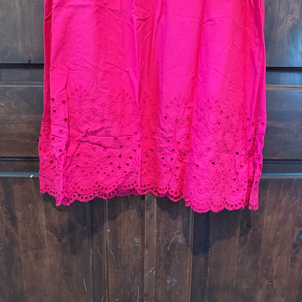 LOFT Bright Pink Smocked Smocked Eyelet Dress - Picture 6 of 9